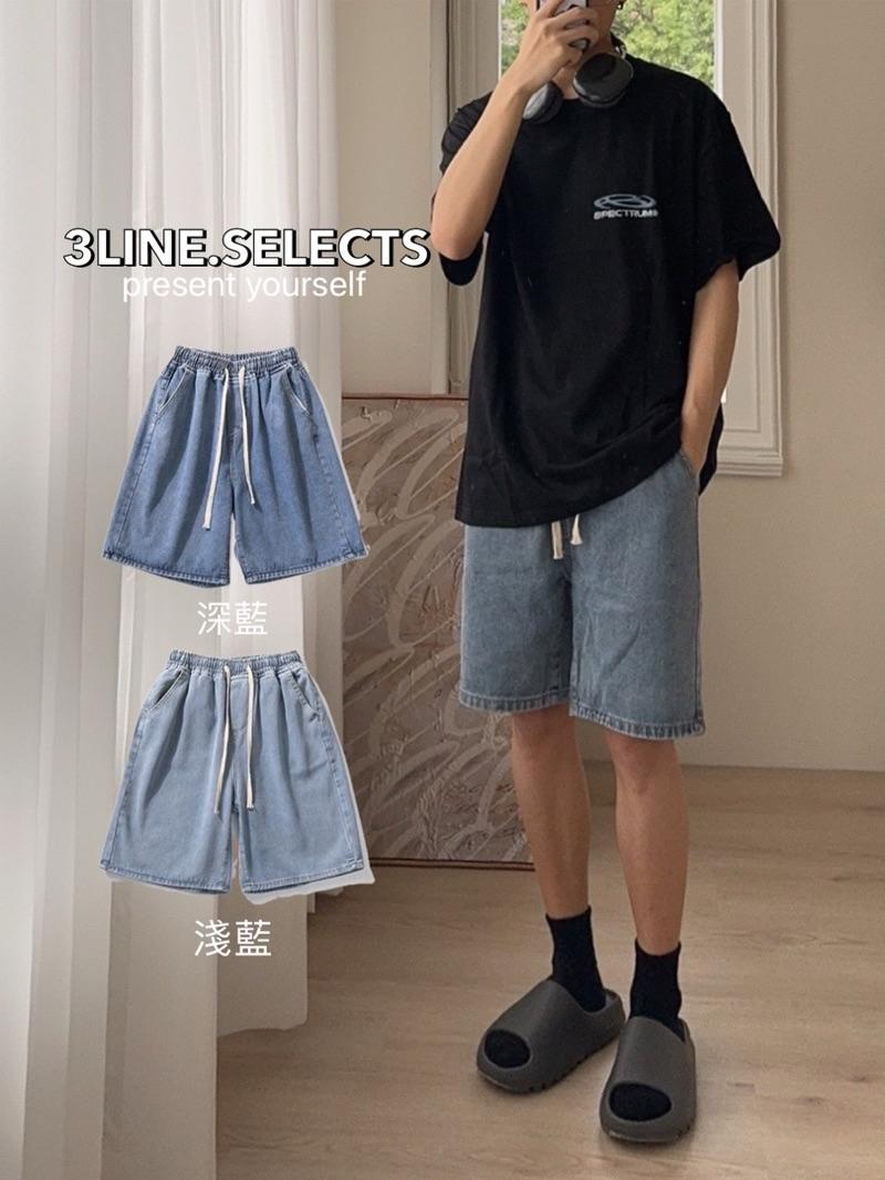 ■3LINE.S售完不補■牛仔短褲 短褲 VIBA 水洗牛仔 復刻款式 寬鬆版型 男女不拘 鬆緊腰圍