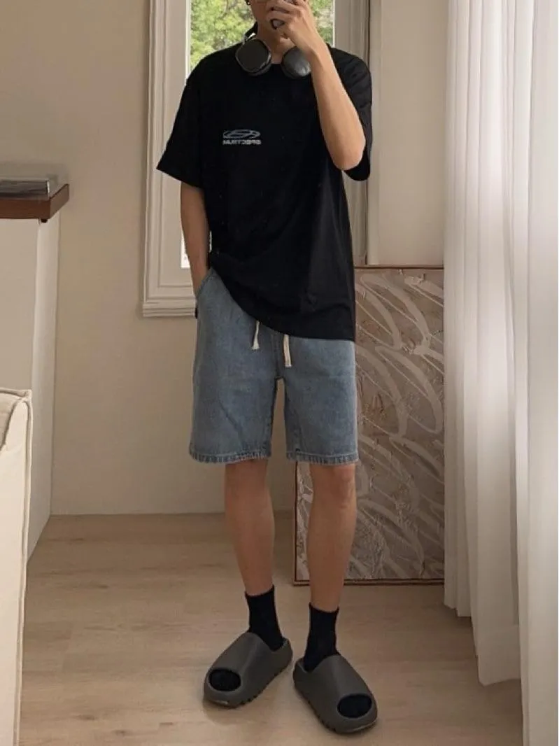 ■3LINE.S售完不補■牛仔短褲 短褲 VIBA 水洗牛仔 復刻款式 寬鬆版型 男女不拘 鬆緊腰圍