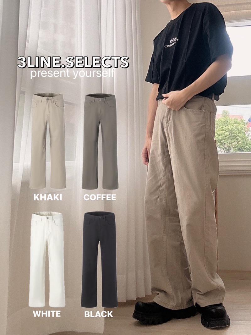 ■3LINE.S■高質量 直筒修身牛仔褲 純棉斜紋牛仔布 後鬆緊腰圍 牛仔褲 長褲 中性風（D1229)