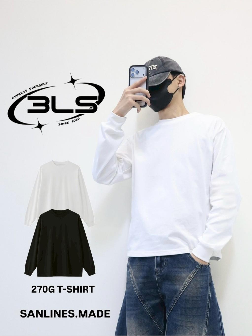 ■3LINE.S■自訂款 短款長袖T恤 270克雙紗純棉 BOXY 高質量 短版