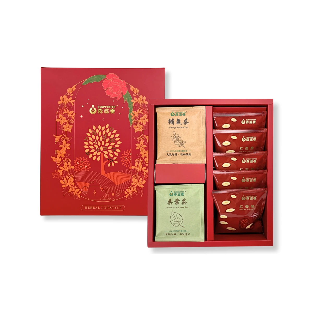 棗福花開 – 紅棗脆片經典茶禮盒(11入/盒)附提袋