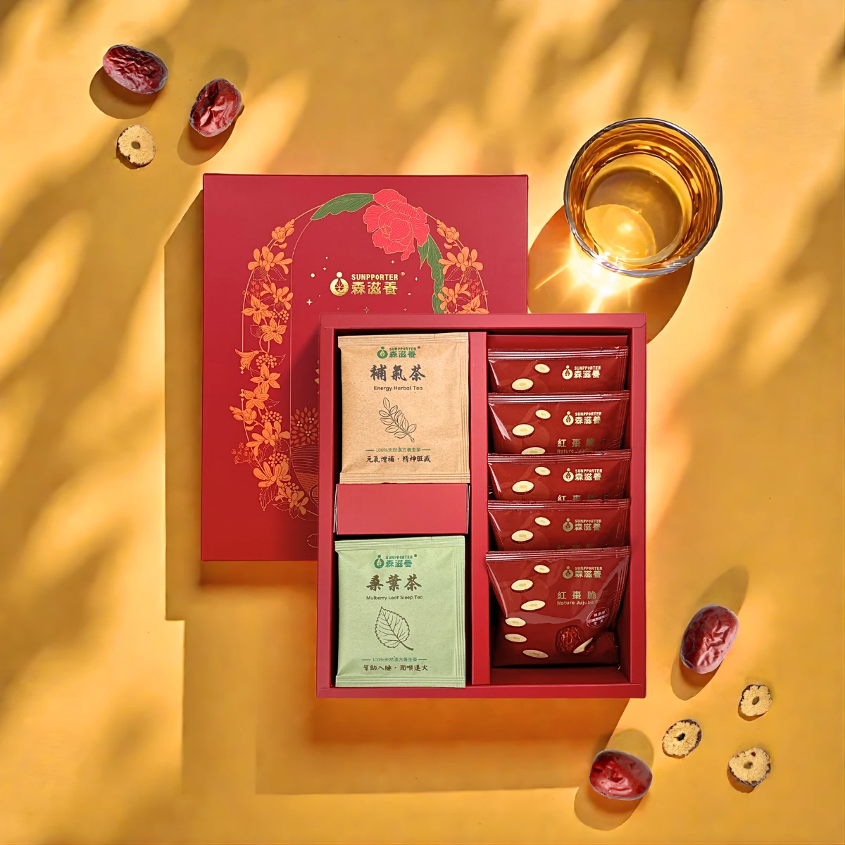 棗福花開 – 紅棗脆片經典茶禮盒(11入/盒)附提袋