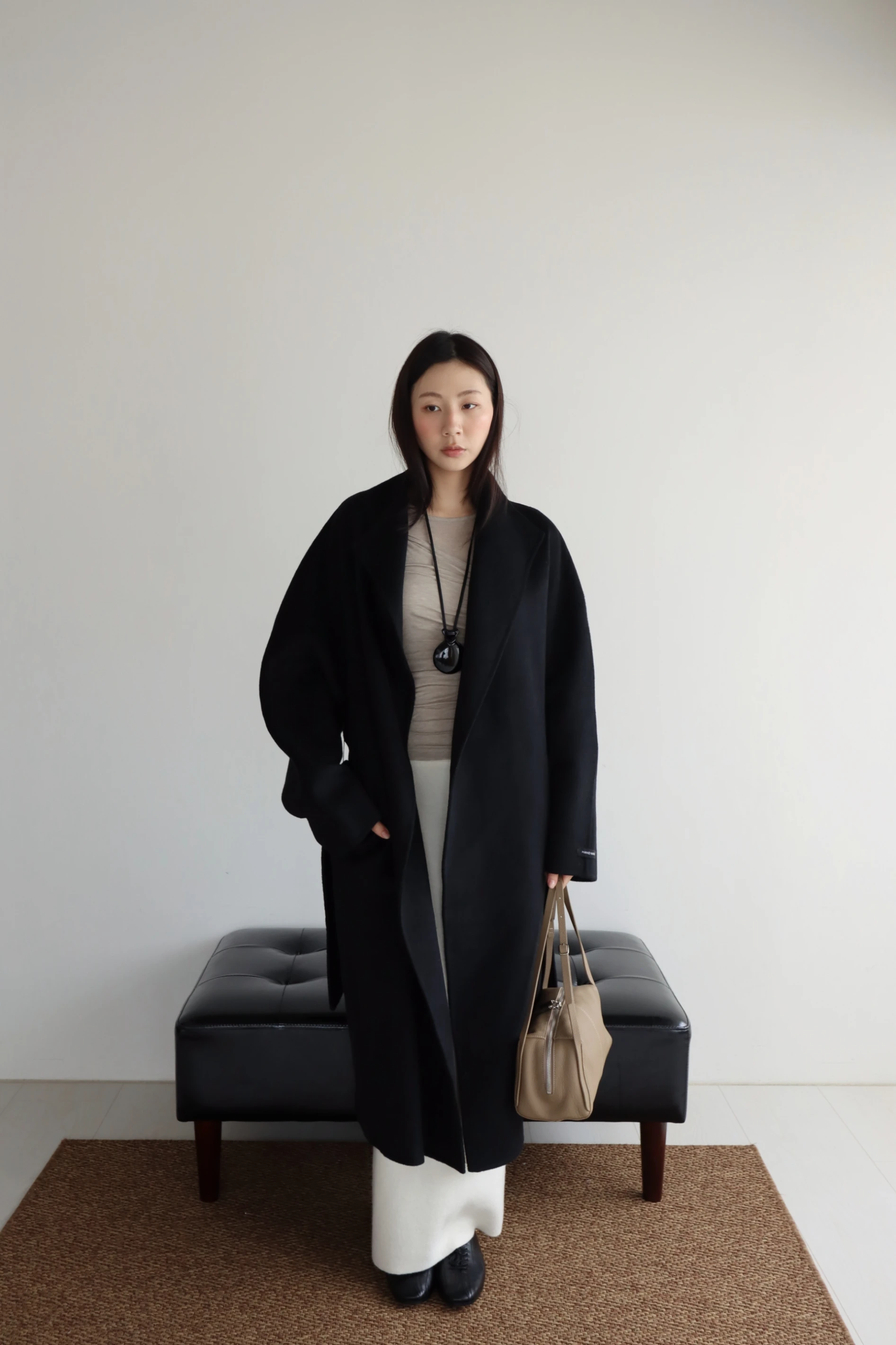 Stillness Wrap Coat ｜極簡翻領羊毛大衣(Black)