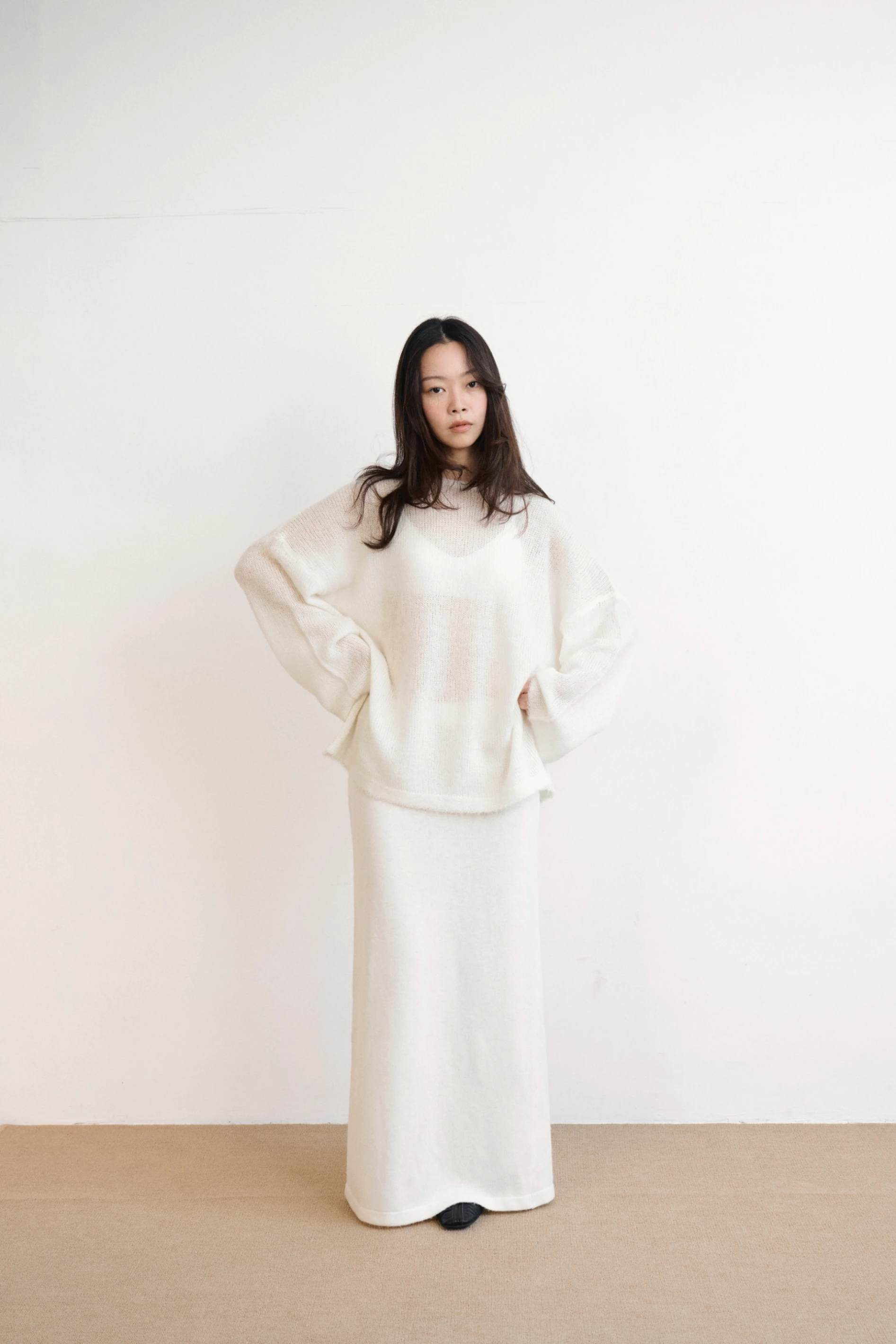 Alba Alpaca Knit｜晨霧羊駝絨寬鬆毛衣(White)