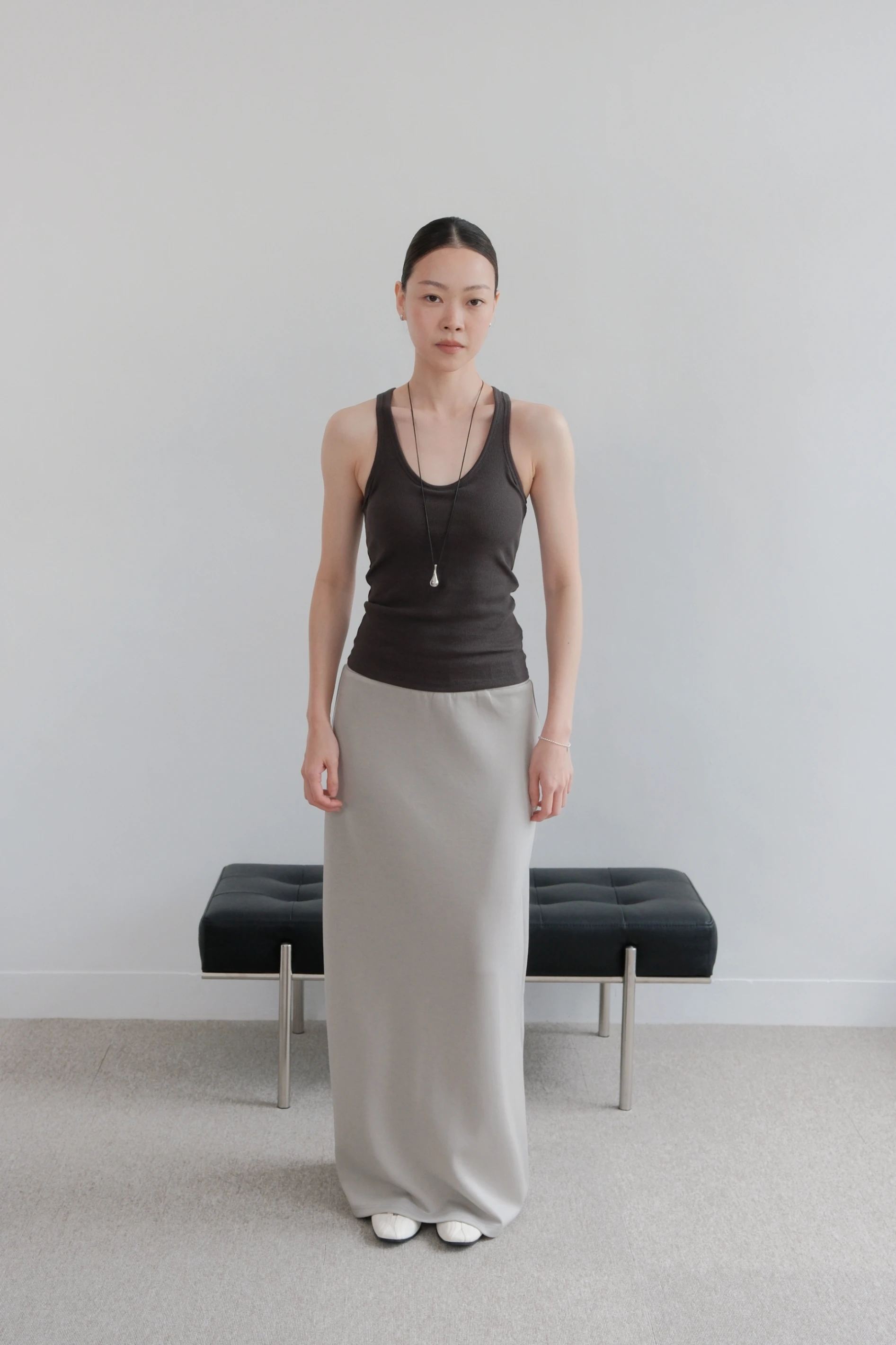 Cool-Flow Lyocell Skirt | 冰感天絲極簡棉裙(Grey)