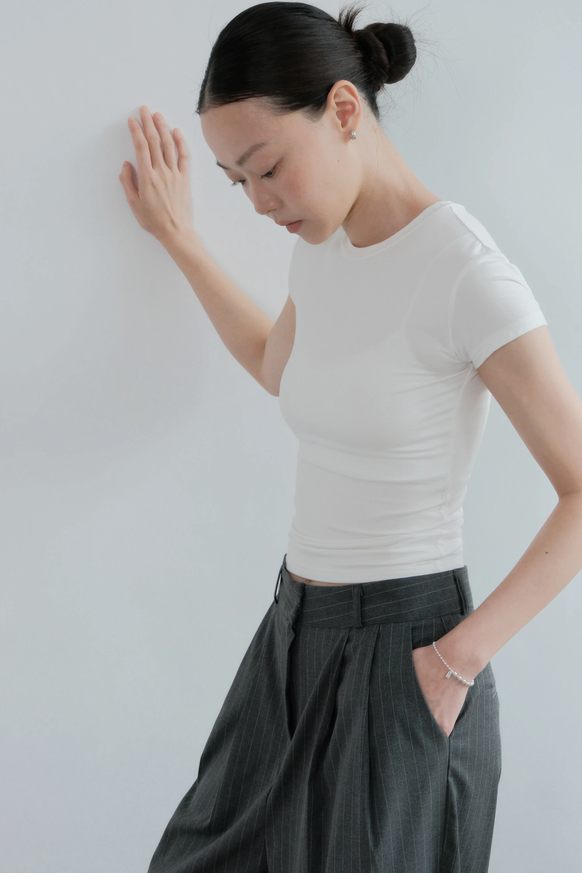 Slim Fit Soft Tee | 順身柔彈修飾短Tee(White)