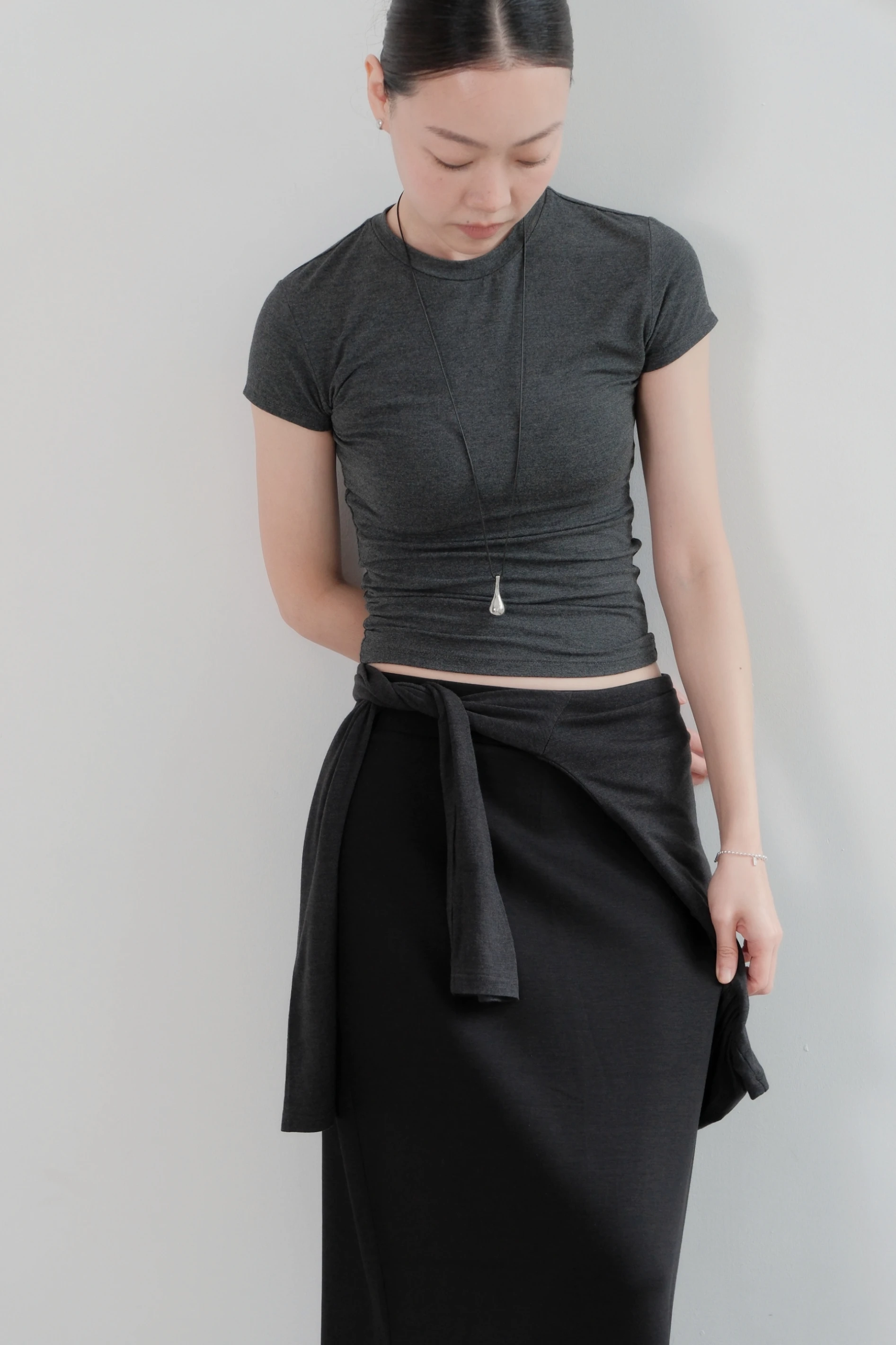 Slim Fit Soft Tee | 順身柔彈修飾短Tee(Grey)