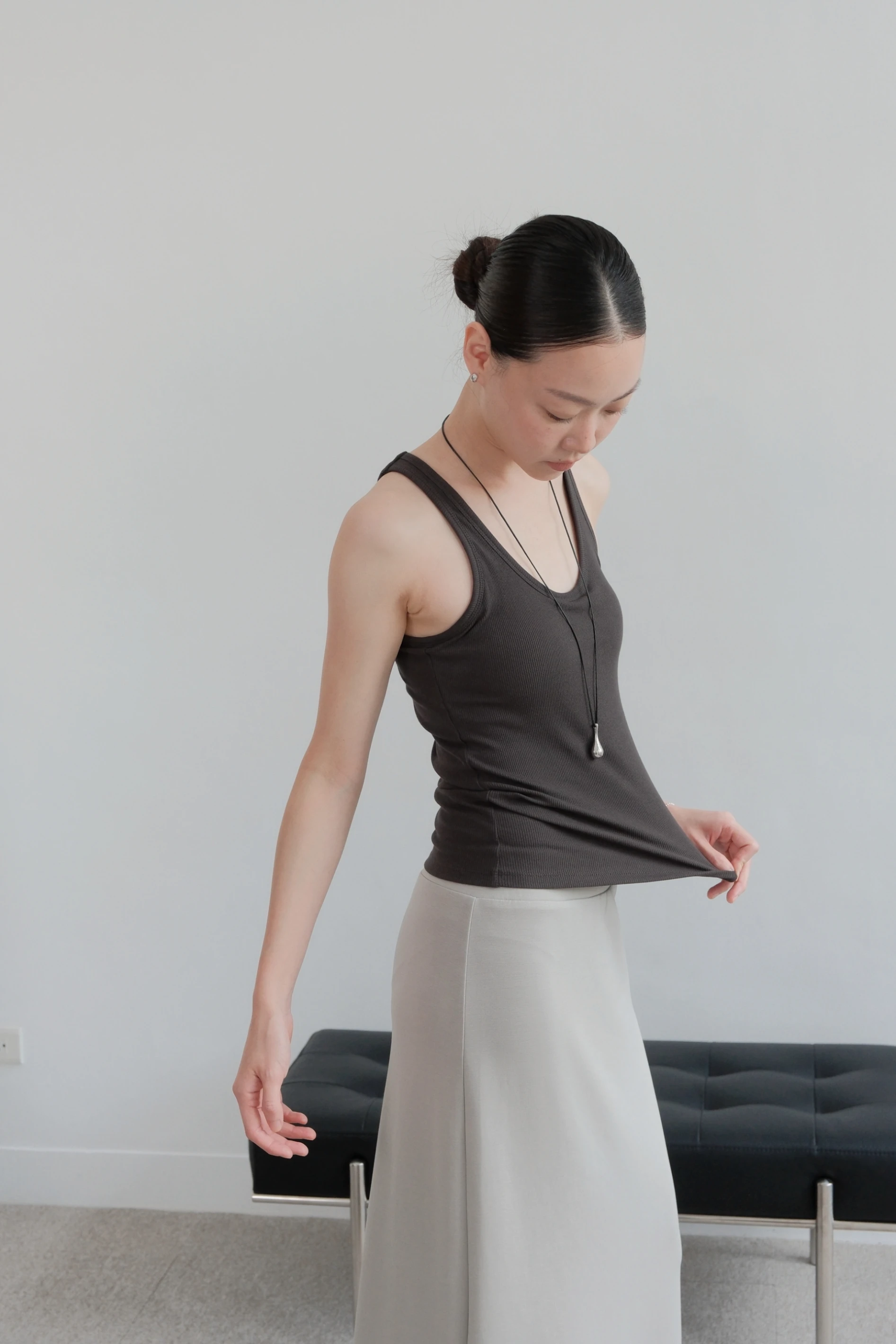 Effortless Ribbed BraTop | 慵懶廓形坑條 BraTop(Grey)