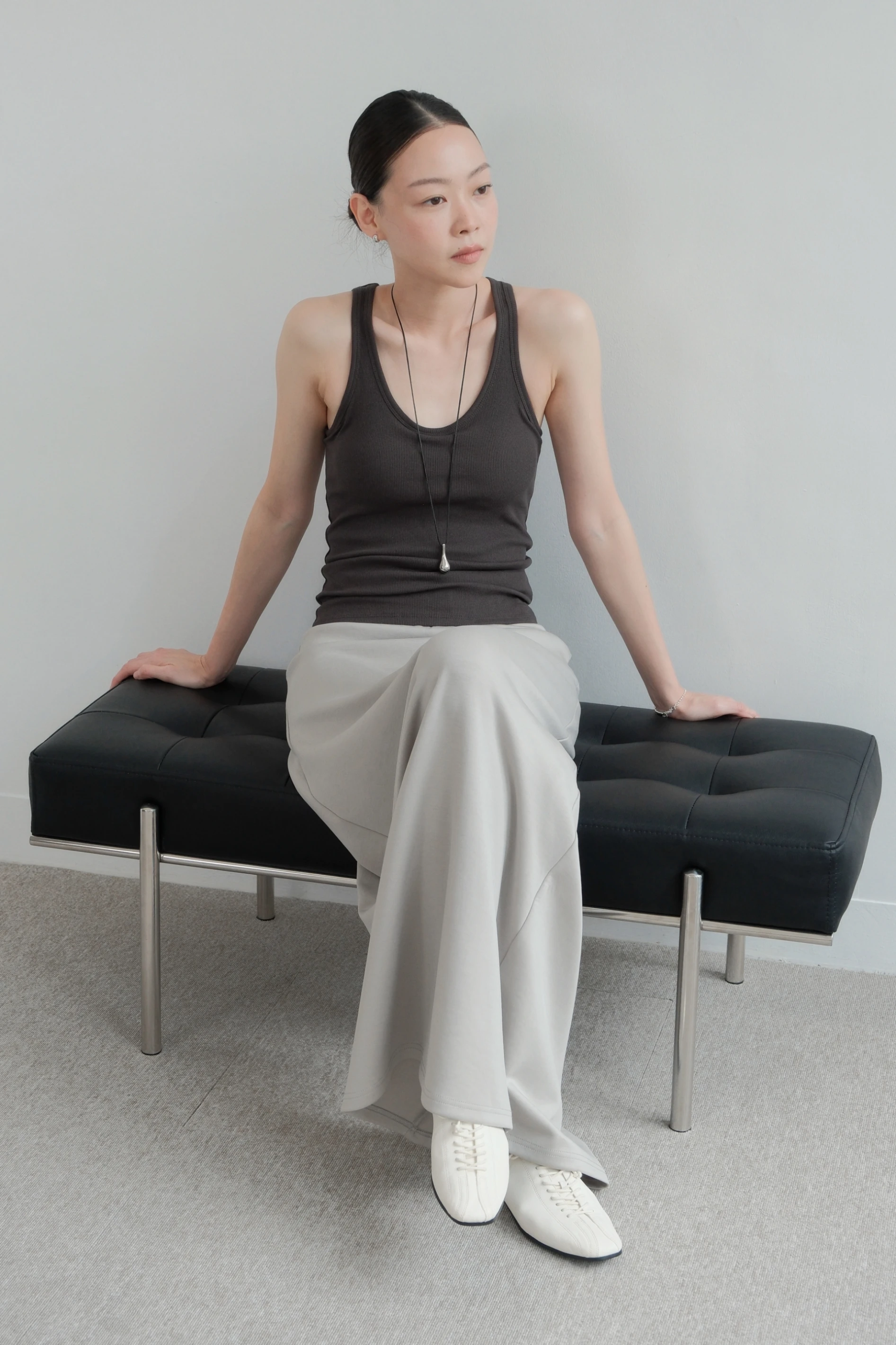 Effortless Ribbed BraTop | 慵懶廓形坑條 BraTop(Grey)