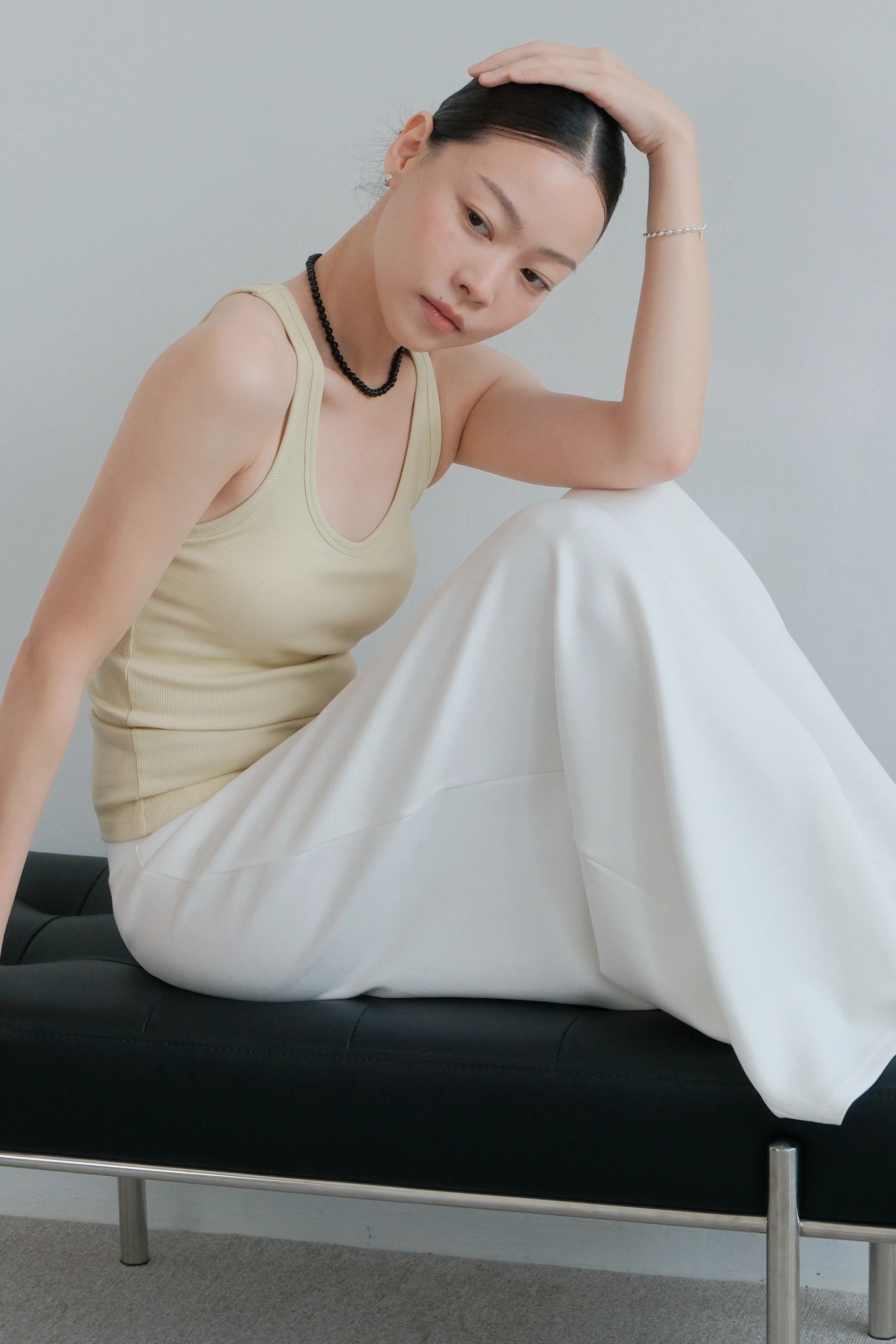 Effortless Ribbed BraTop | 慵懶廓形坑條 BraTop(Light yellow)