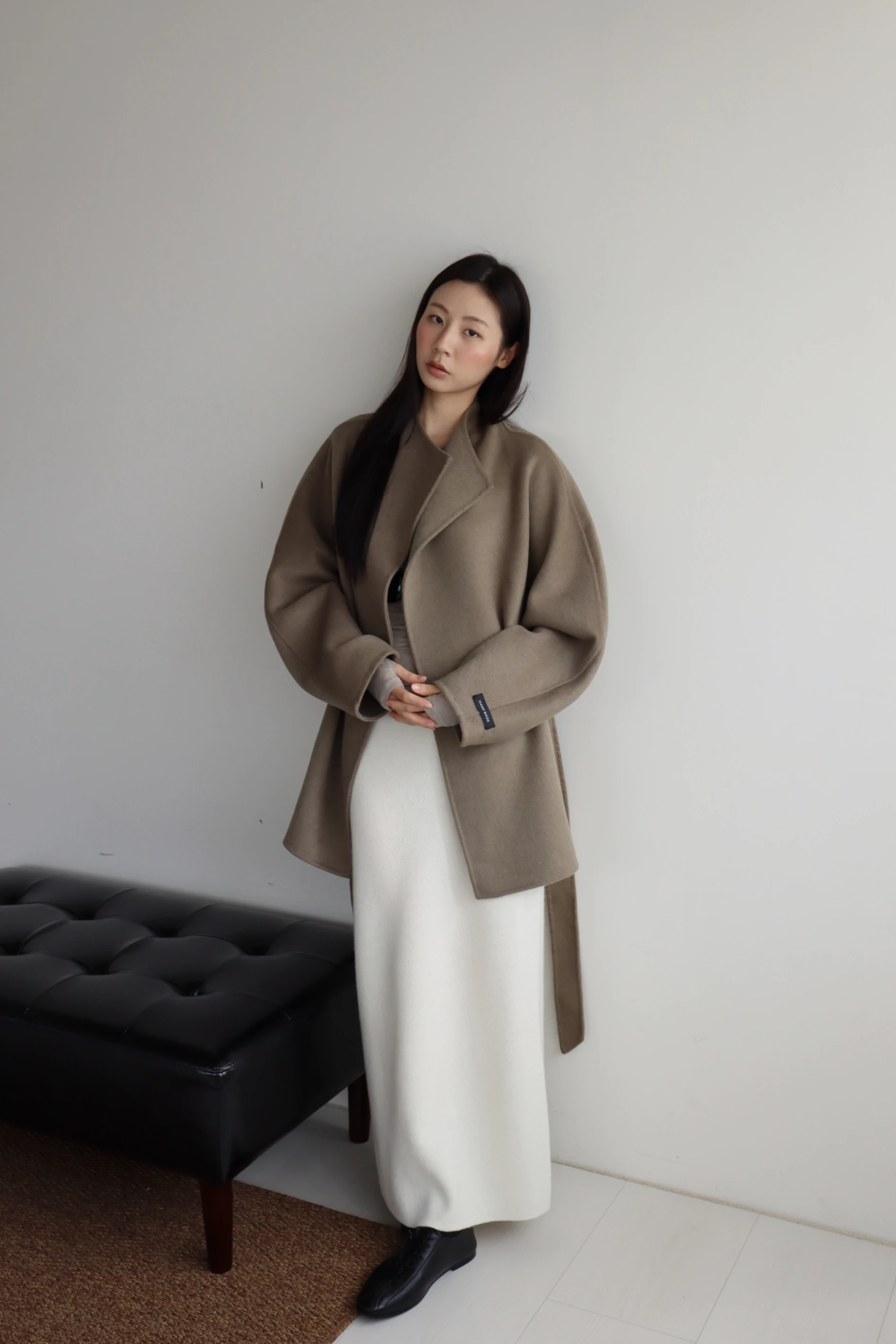 Stillness Wrap Coat ｜極簡翻領羊毛大衣(Mocha Green)