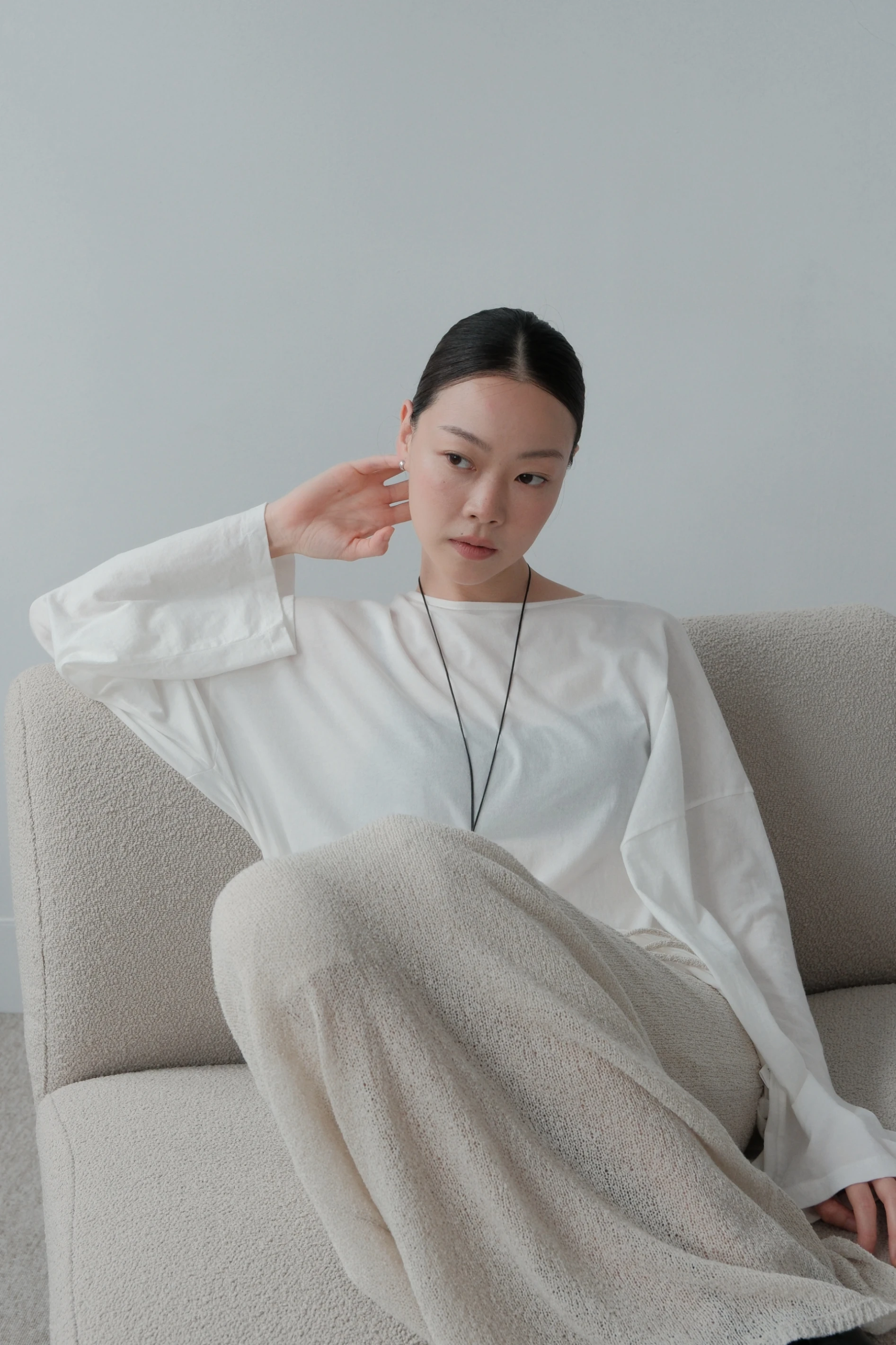Pima Essential Oversized Tee  | 馬棉寬鬆長袖TEE(灰/白)