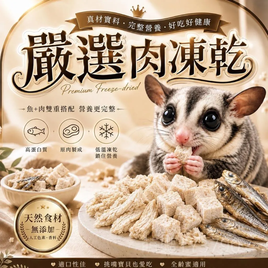 嚴選肉凍乾-綜合凍乾｜6種高蛋白｜雞肉 魚柳 蝦 干貝 丁香魚➔