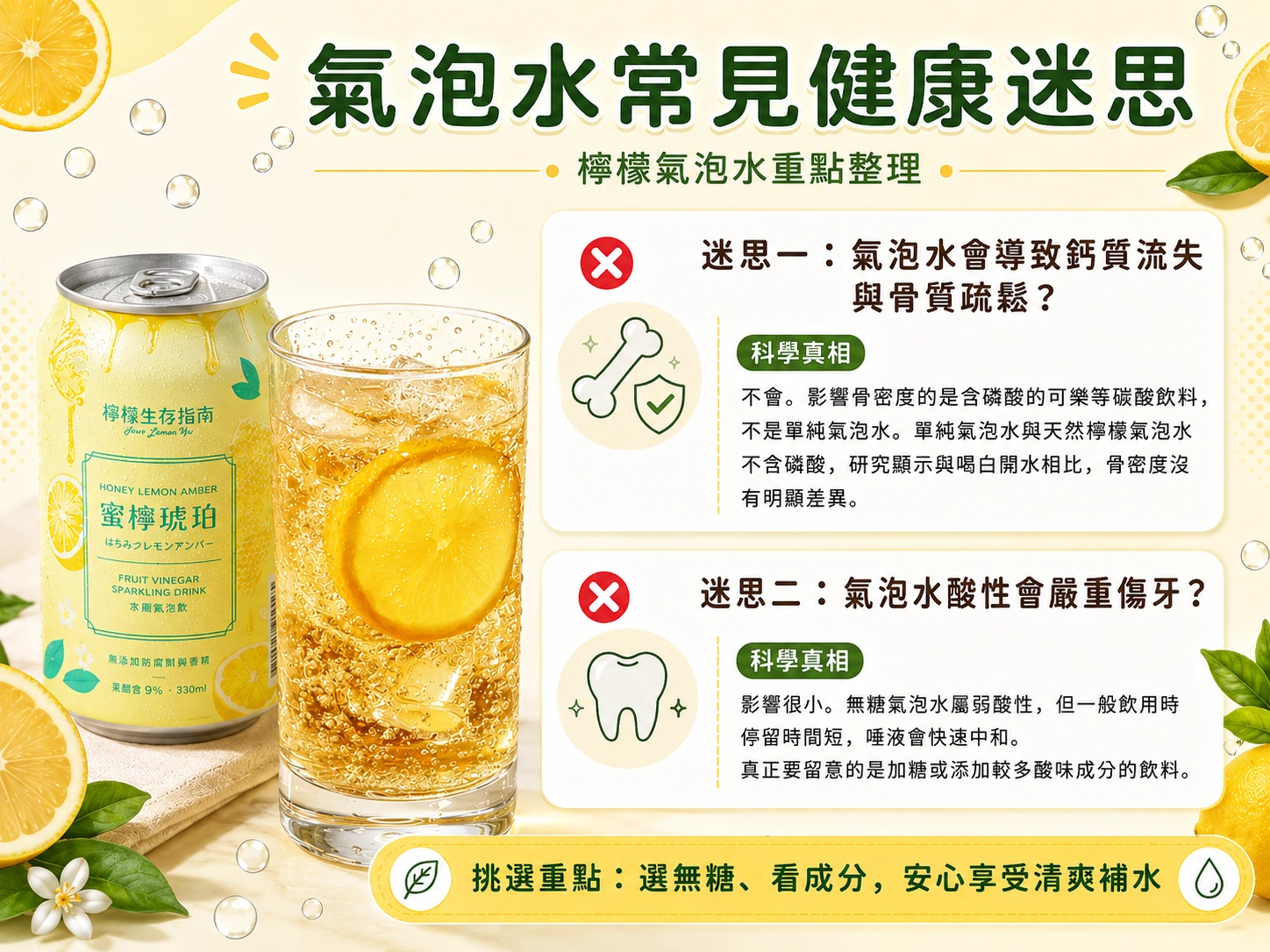 科學闢謠：純氣泡水與牙齒、骨骼健康的關係