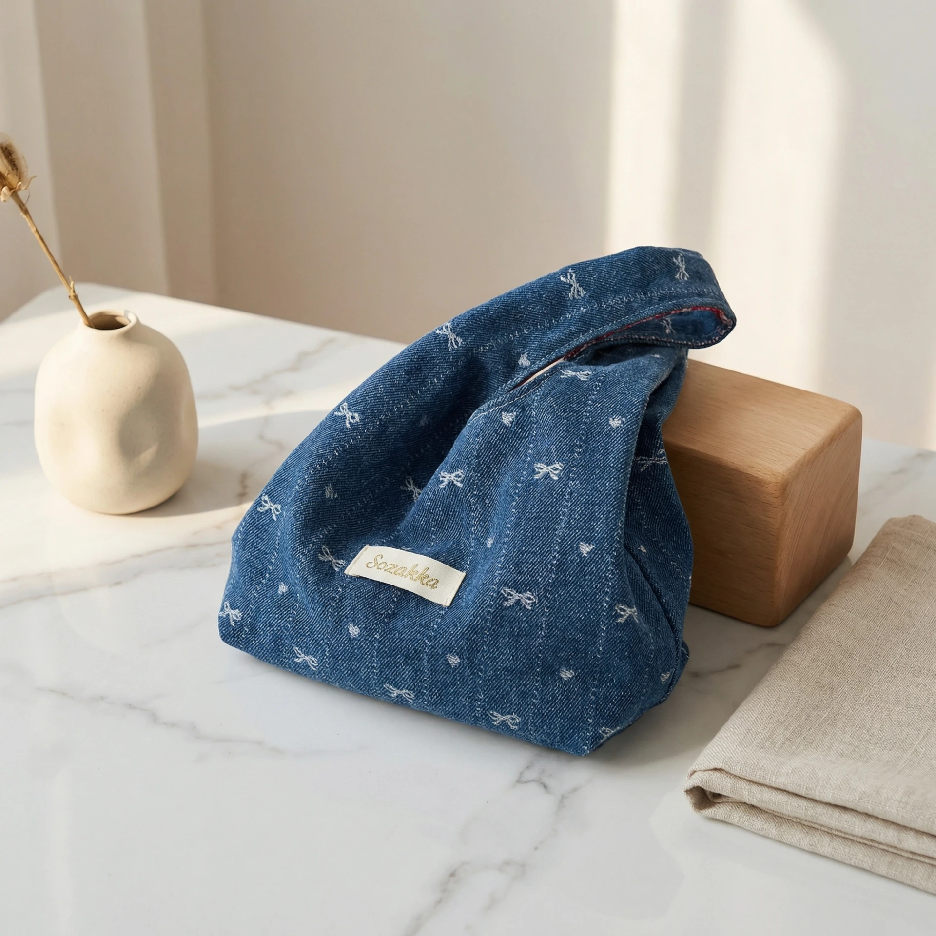 日雜牛仔刺繡小包