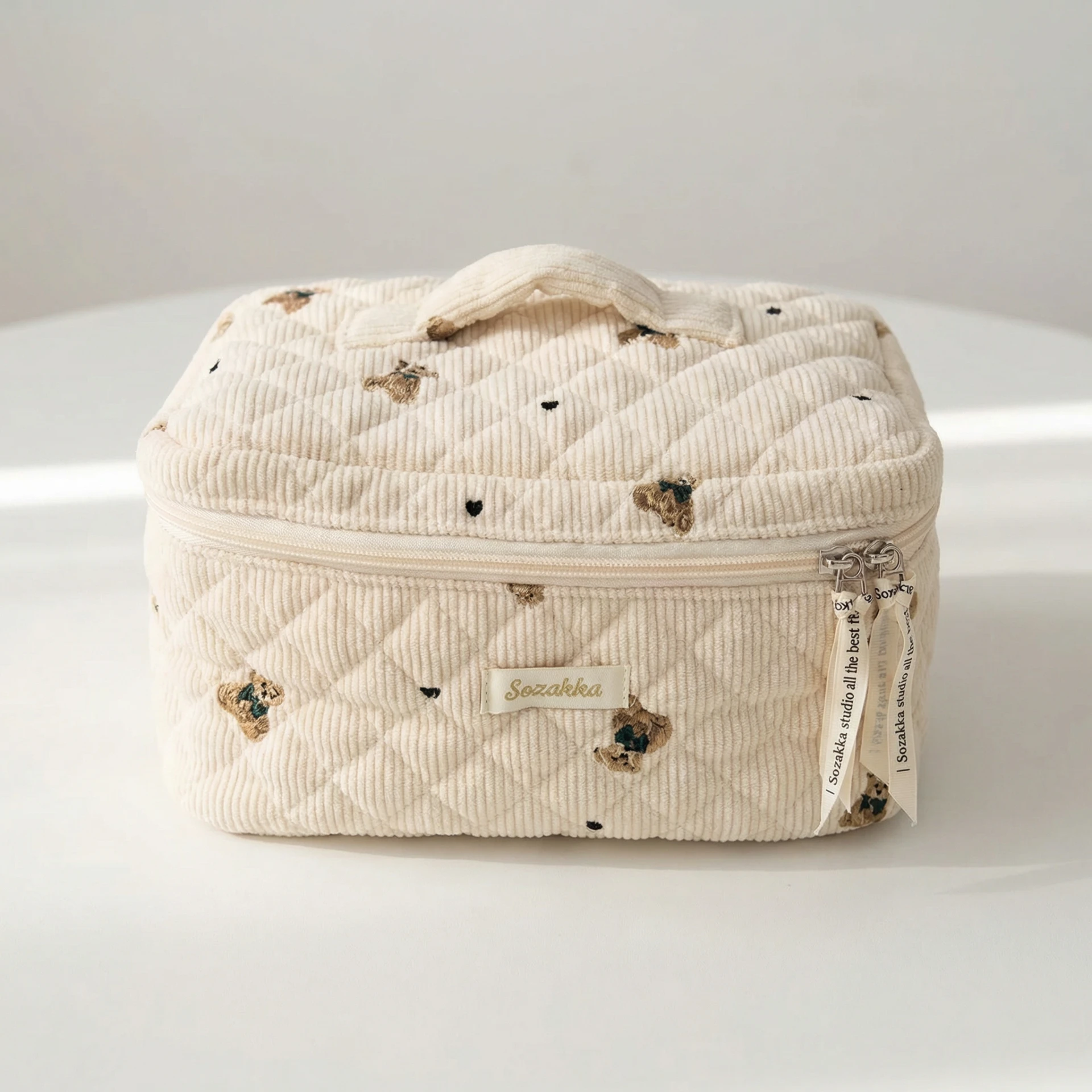棉格熊熊刺繡收納包