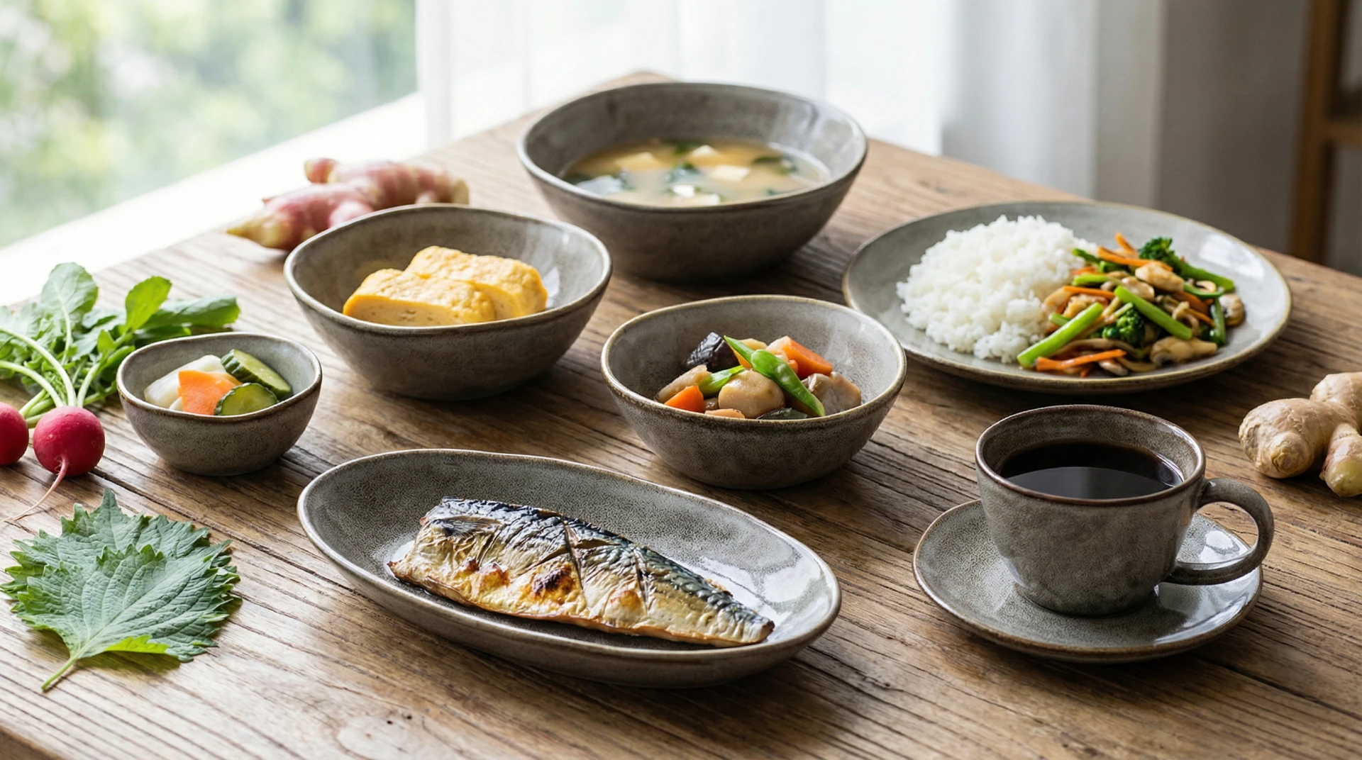 岩灰陶瓷亮釉餐具三件/四件組