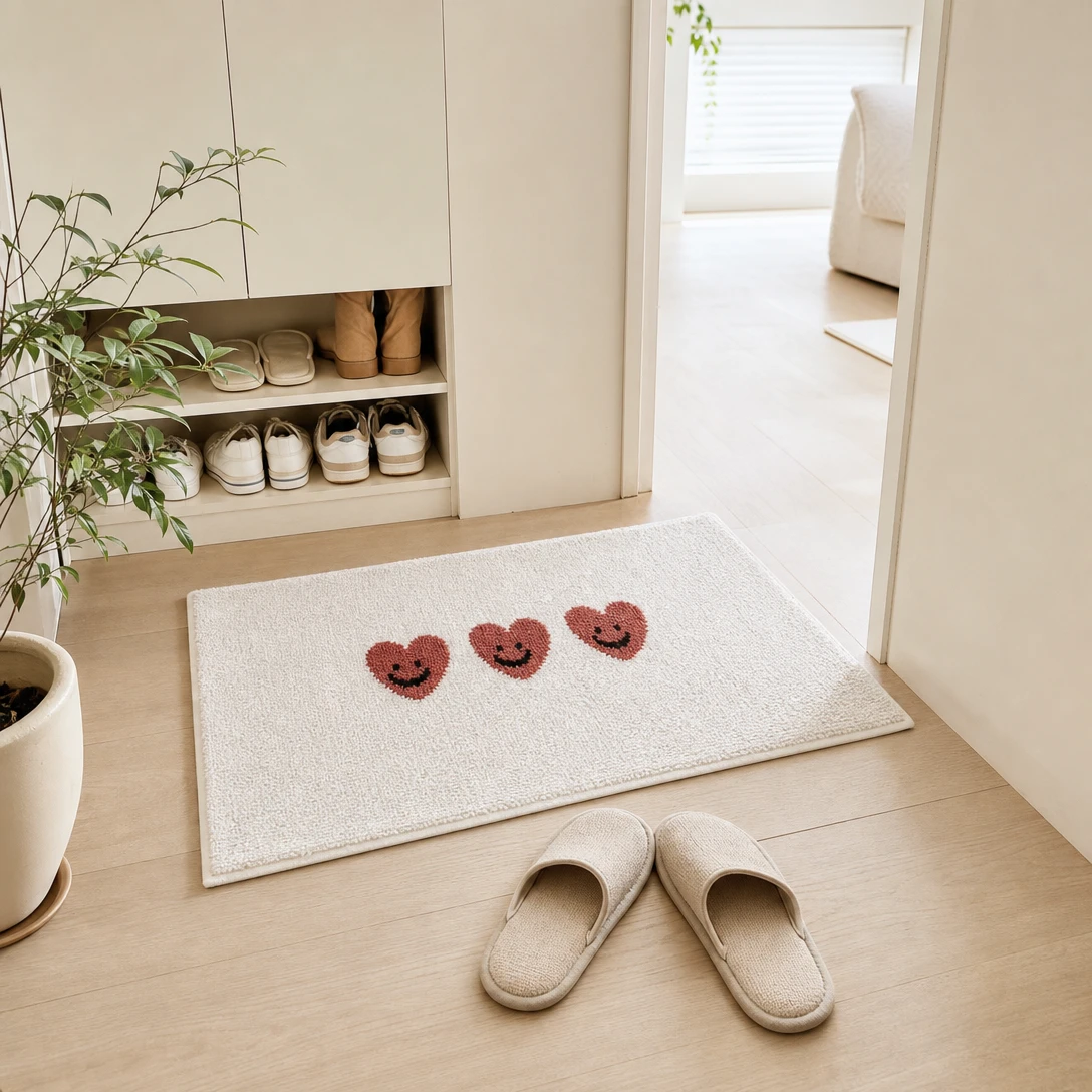Cozy Hearts紅心絨感地毯
