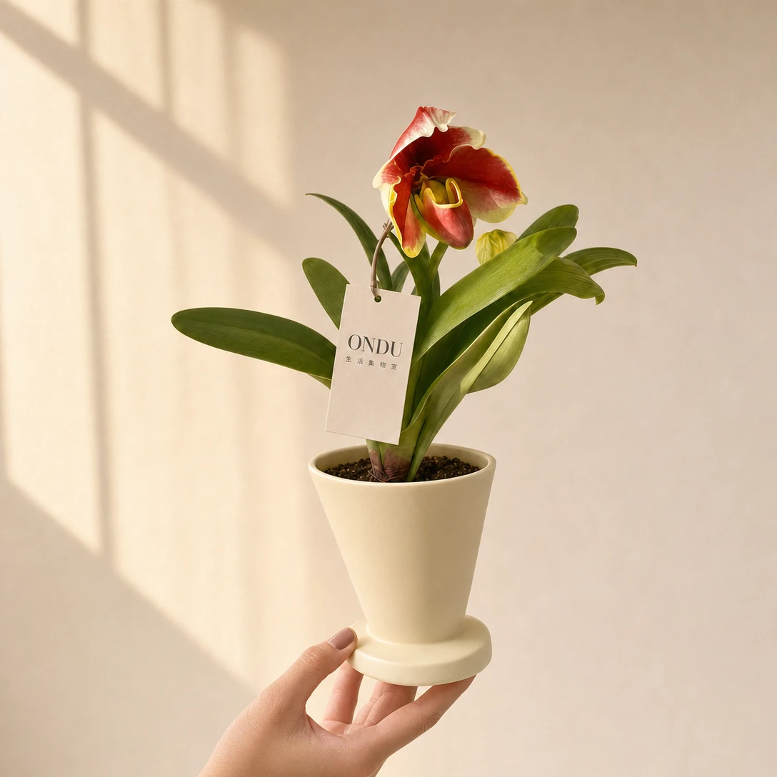 Kkot陶瓷土培矮花瓶/花盆