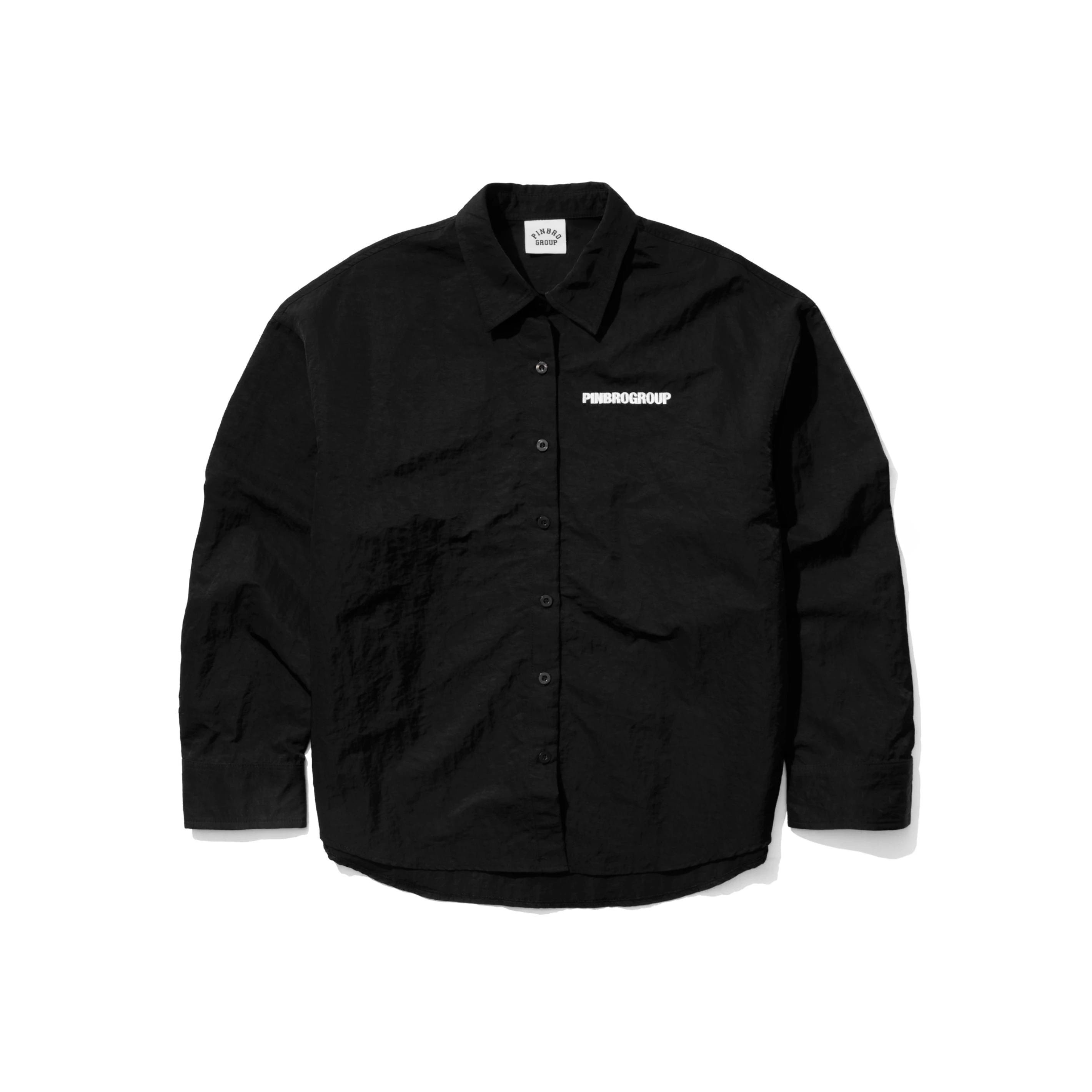 PINBROGROUP LINEN BUTTON DOWN - BLACK