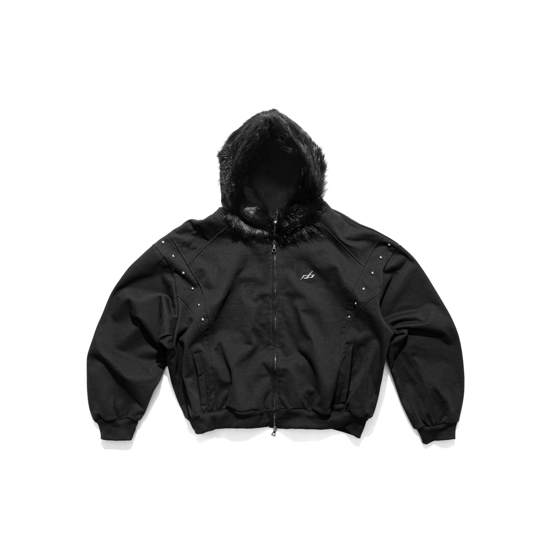 Arctic Leopard Hoodie ZIP - BLACK