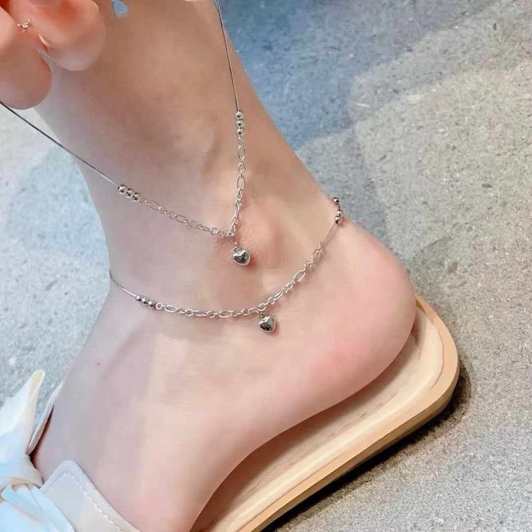 S925銀愛心腳鍊