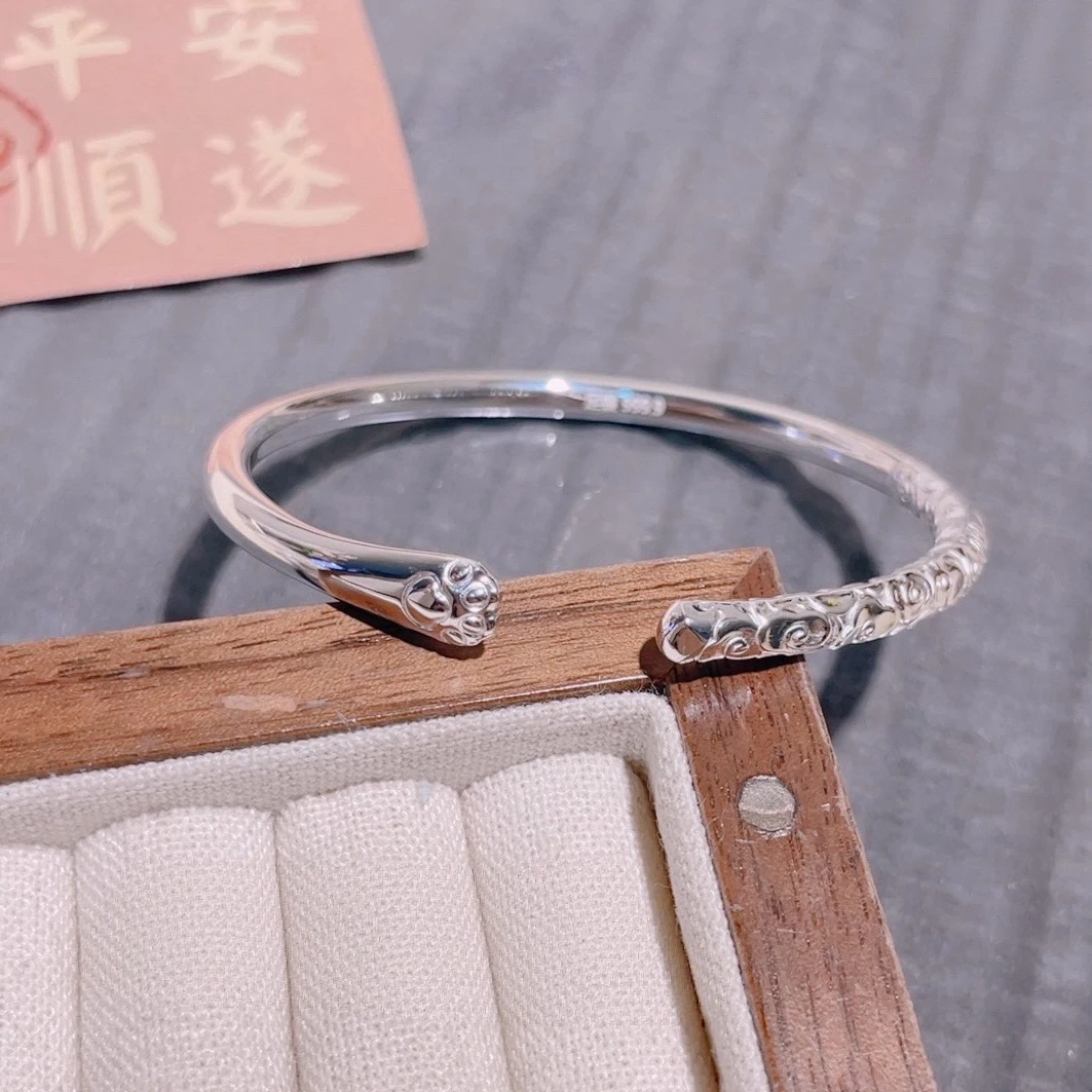 S-貓掌捲草紋開口鐲