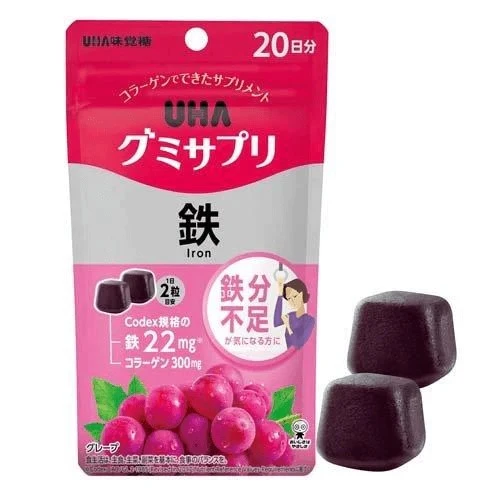 UHA味覺糖 - 營養補充軟糖 補鐵(葡萄口味) 20日份 40粒