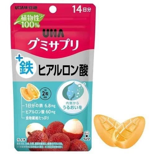 現貨 UHA味覺糖 營養補充軟糖 鐵＋玻尿酸(荔枝口味) 14日份/28粒