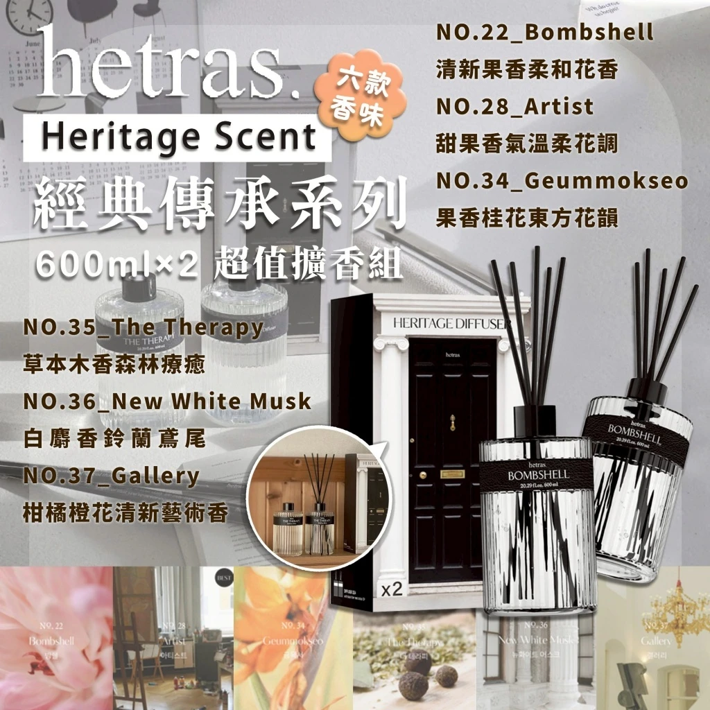 HETRAS Heritage Scent 經典傳承系列 600ml×2超值擴香組Bombshell<22>