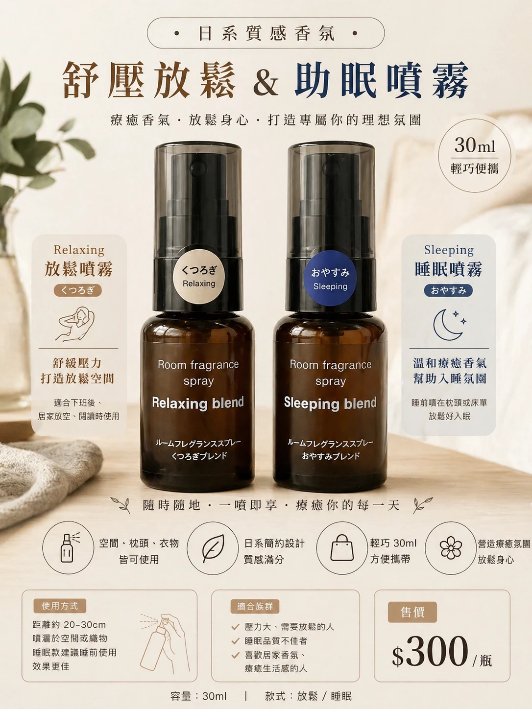 無印良品 放鬆/睡眠噴霧隨身瓶30ml