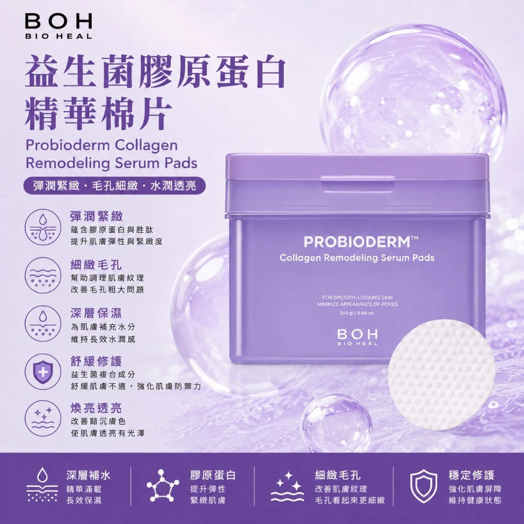 現貨 BOH 益生菌膠原蛋白精華棉片 盒/70片