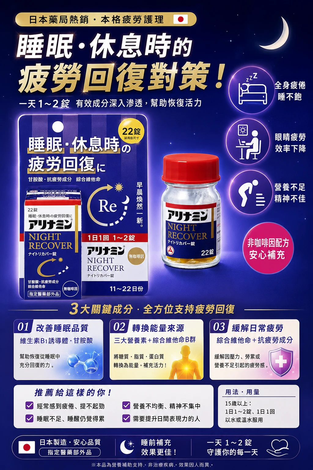 預購 合利他命 Night Recover 夜間修復錠 22錠