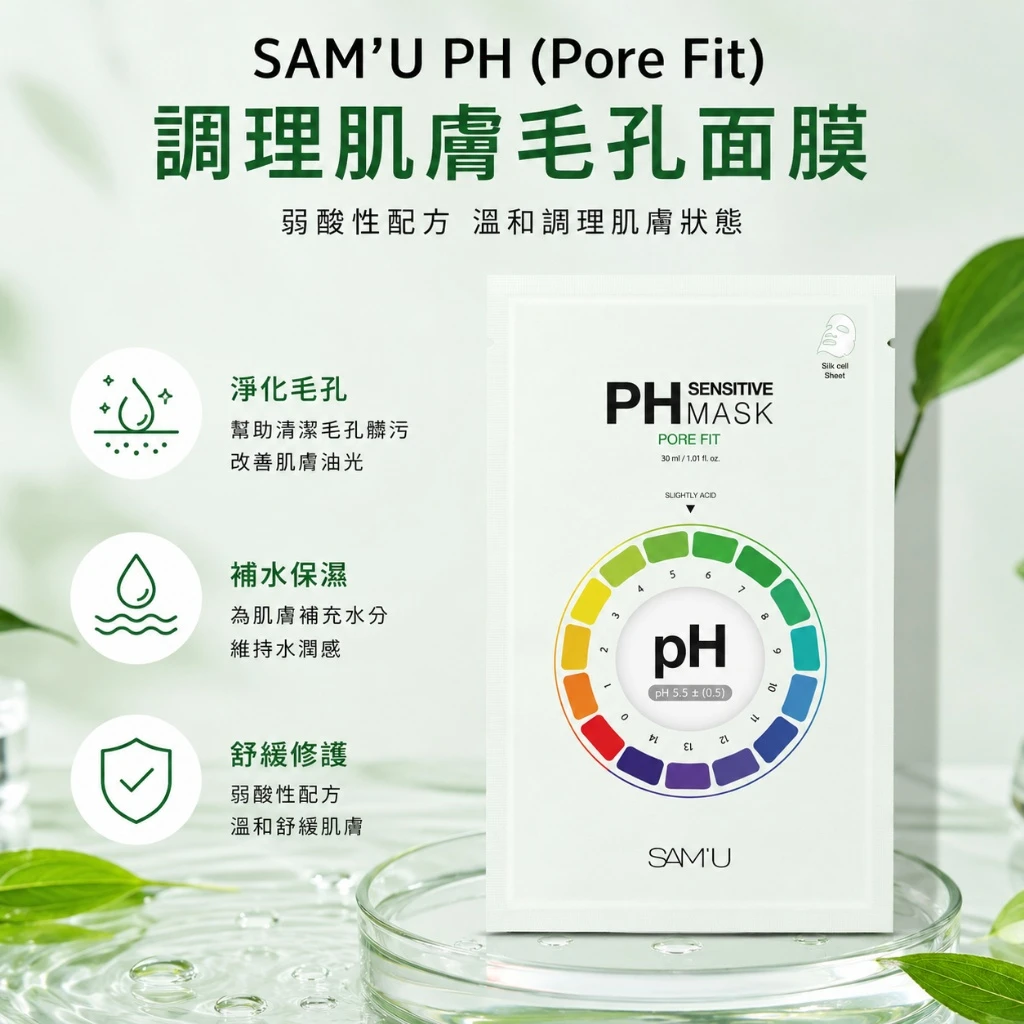 現貨 SAM’U PH Sensitive Mask Pore Fit 毛孔調理面膜 30ml/5入