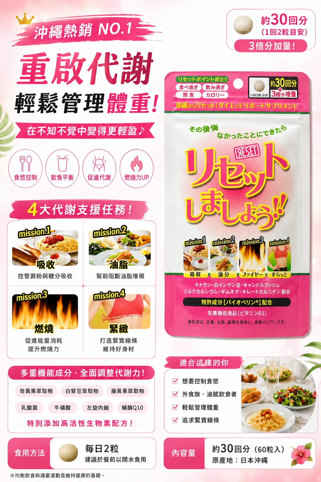 現貨 Asty RESET 減脂輔助錠 99粒
