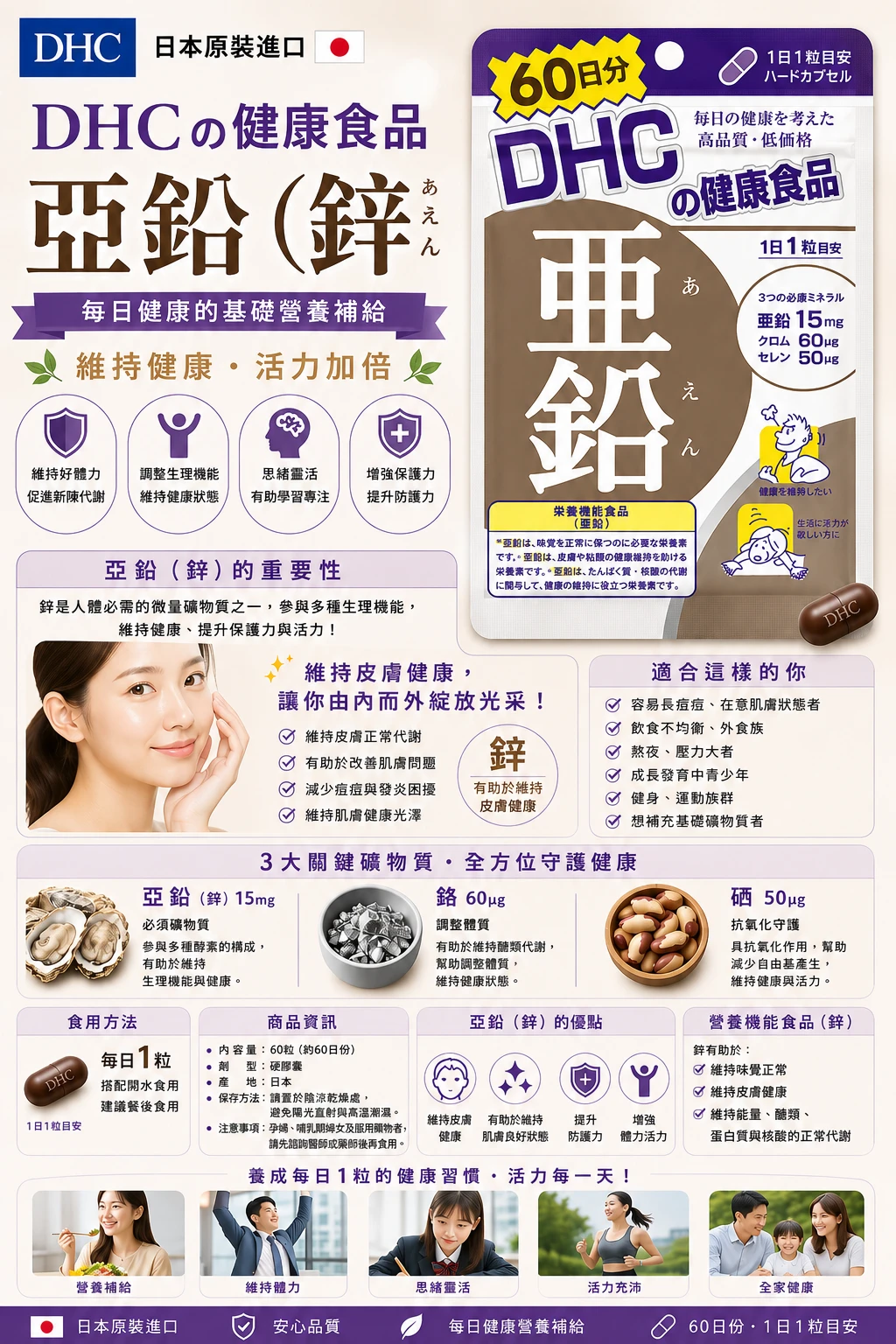 現貨 DHC亞鉛60日