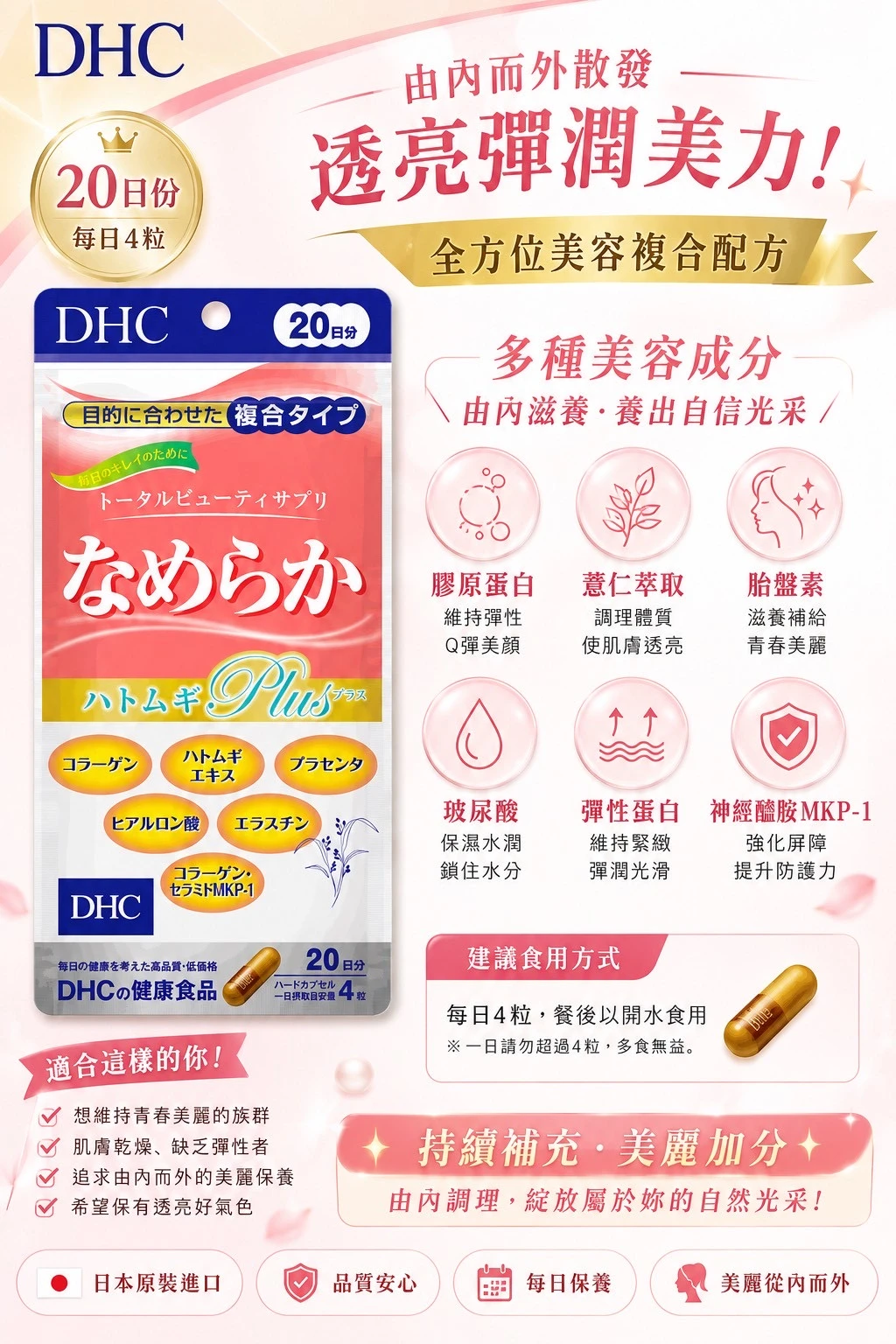 現貨 DHC 潤澤美容膠囊Plus薏仁20日