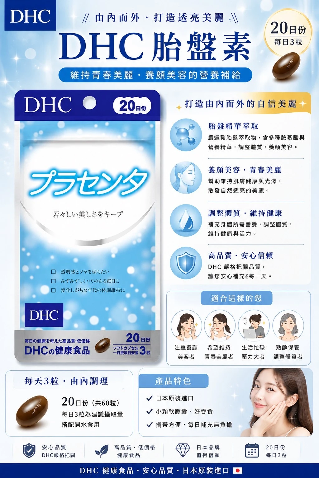 現貨 DHC胎盤素複合保健品20日
