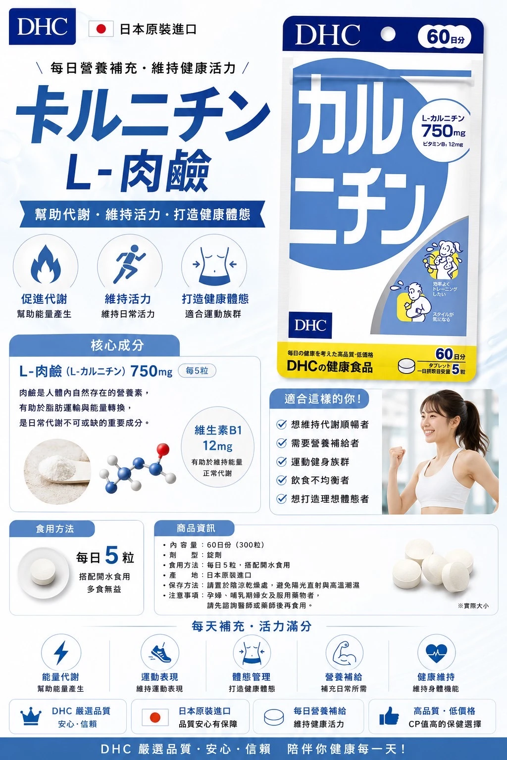 現貨 DHC左旋肉鹼精華20/30/60日