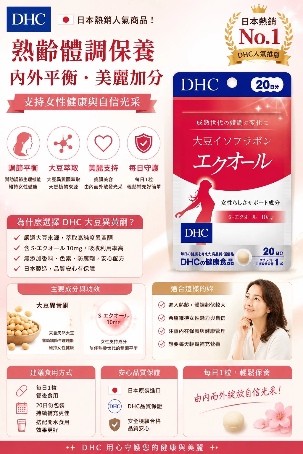 現貨 DHC大豆異黃酮雌馬酚20日