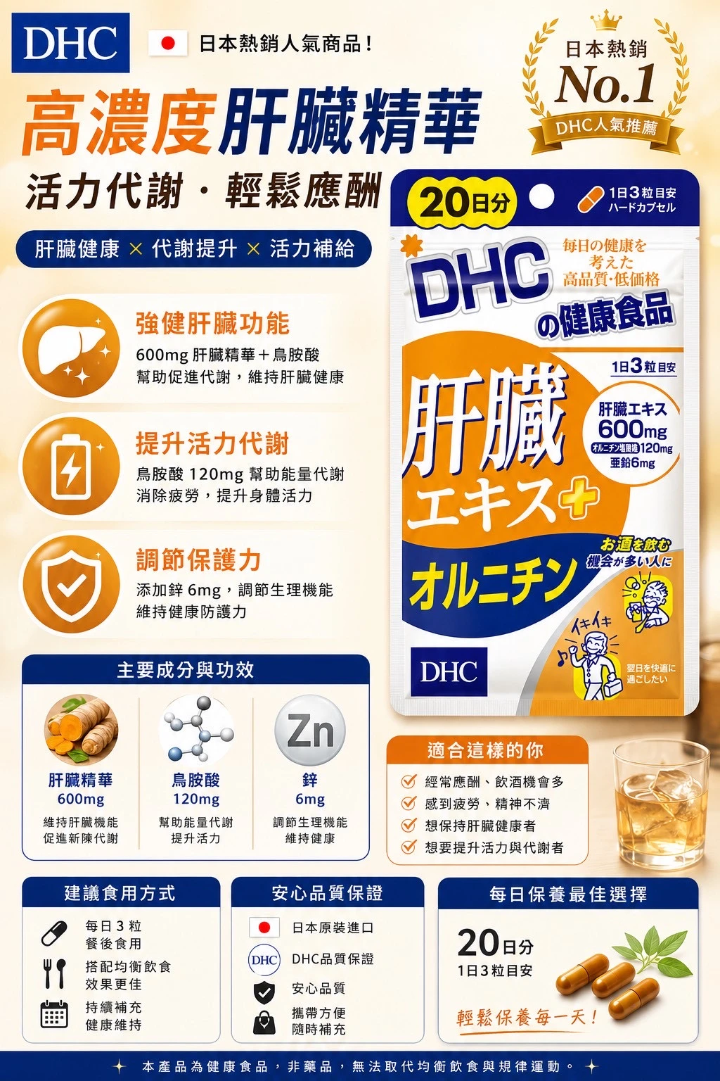 預購 DHC肝臟萃取物+鳥氨酸20日