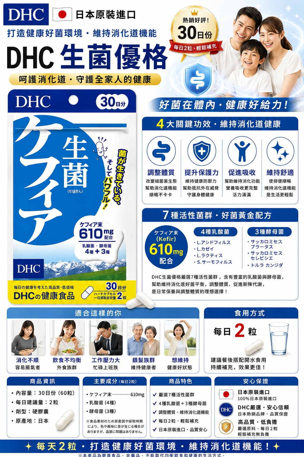 預購 DHC克菲爾益生菌30日 60粒/包