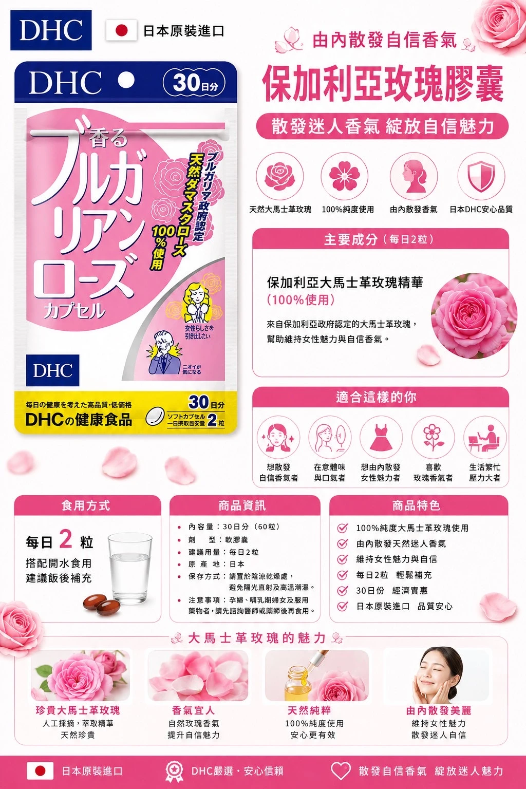 現貨 DHC保加利亞玫瑰 體香膠囊20/30日