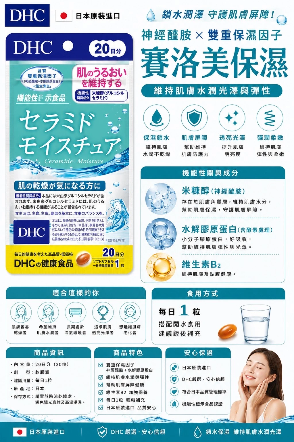現貨 DHC保濕神經酰胺20日