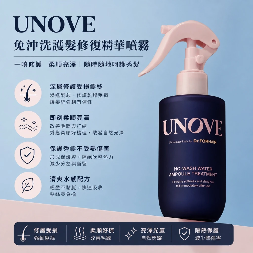 現貨 UNOVE 免沖洗護髮修復精華噴霧 200ml