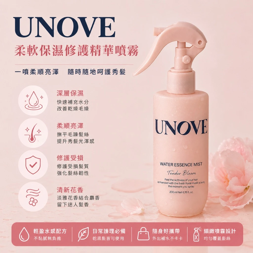現貨 UNOVE 水感精華保濕修護髮香噴霧200ml