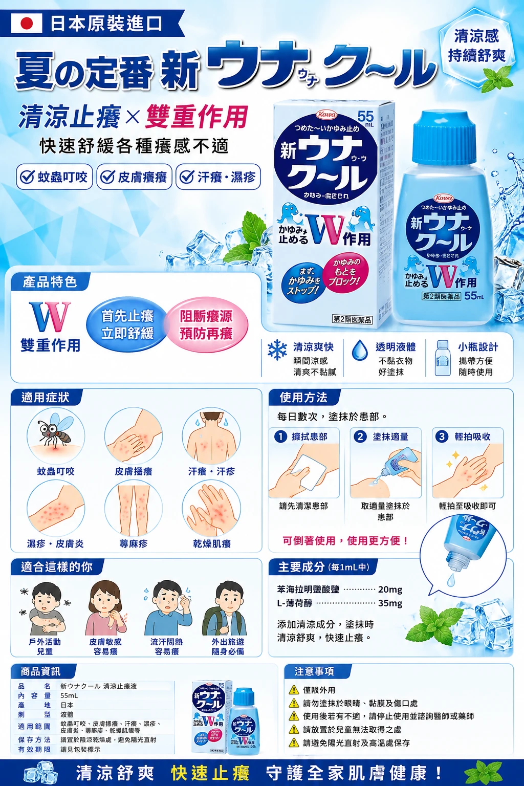 現貨 日本KOWA護那蚊蟲止癢液 55ml