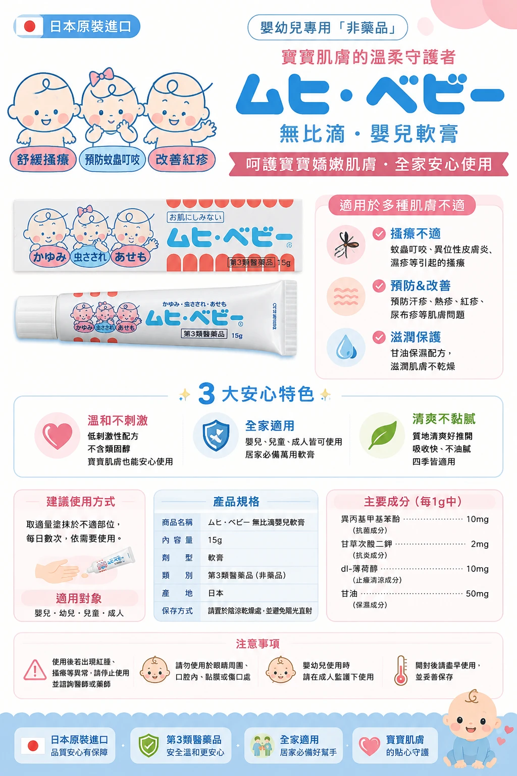 現貨 池田模範堂-幼兒專用蚊蟲叮咬止癢膏15g