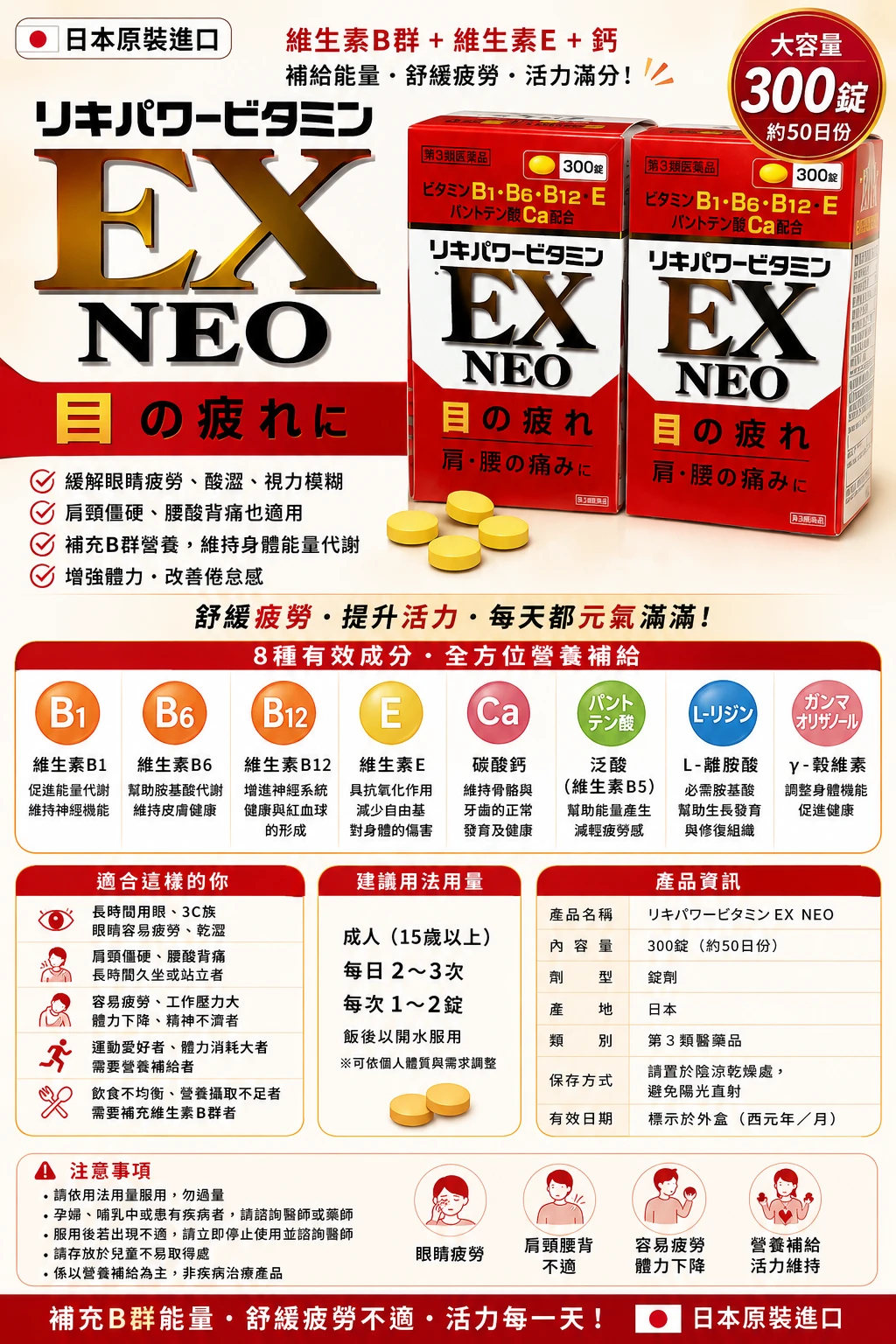 現貨 日本米田EX neo合力他命 300粒/瓶