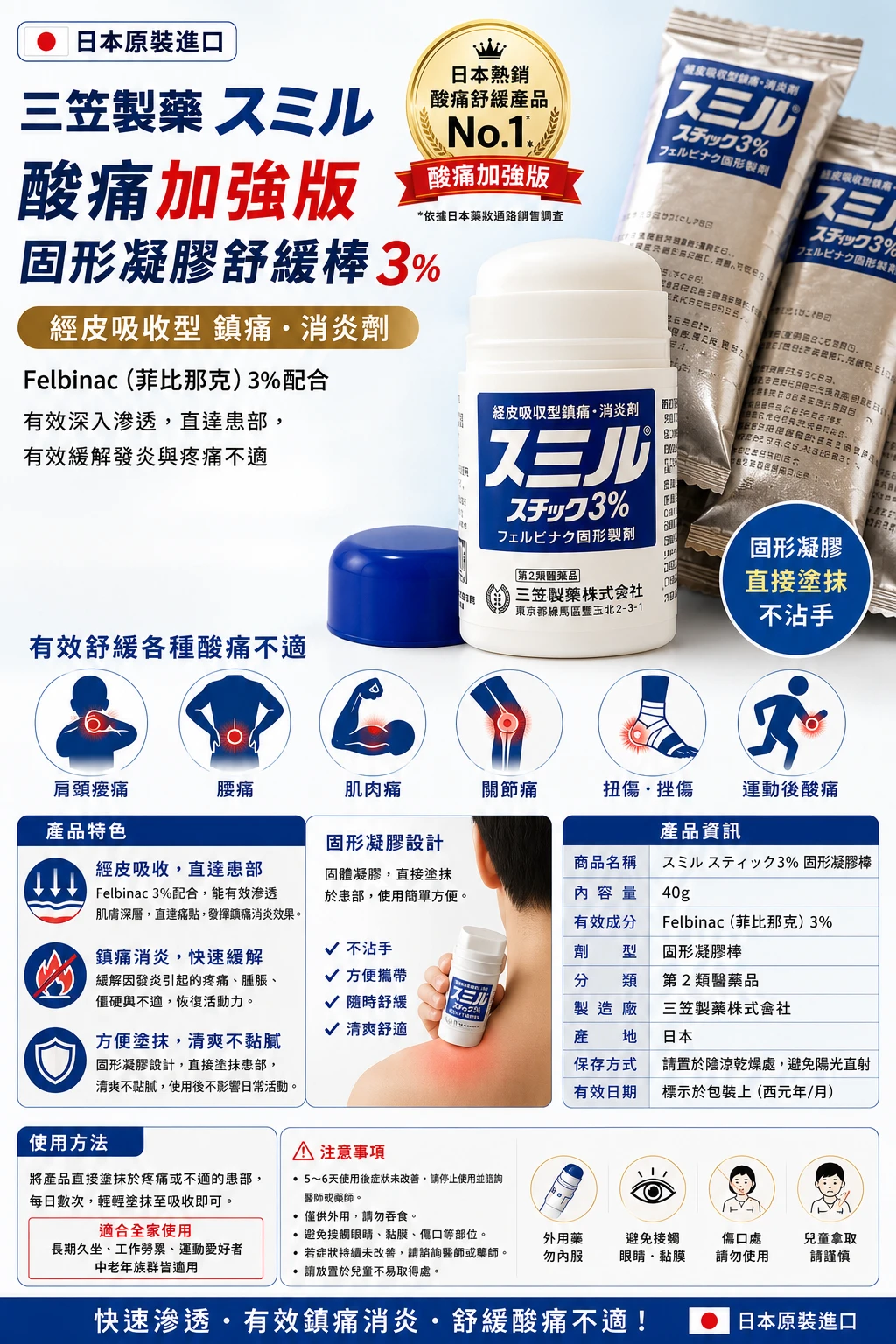 預購 三笠製藥消炎酸痛膏-藍蓋 加強版 40g